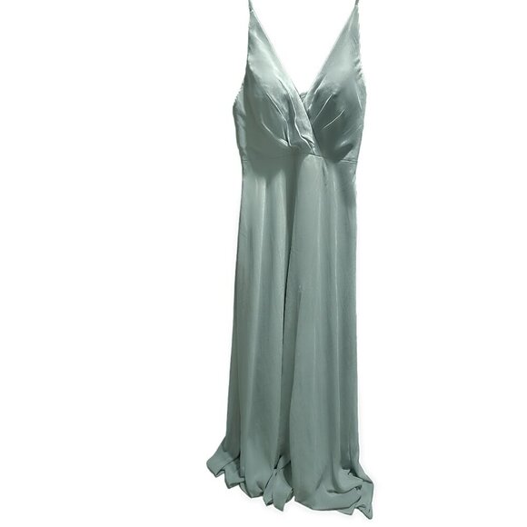NEW Jenny Yoo Bryce Chiffon Backless Maxi Dress in Moss - Picture 7 of 9